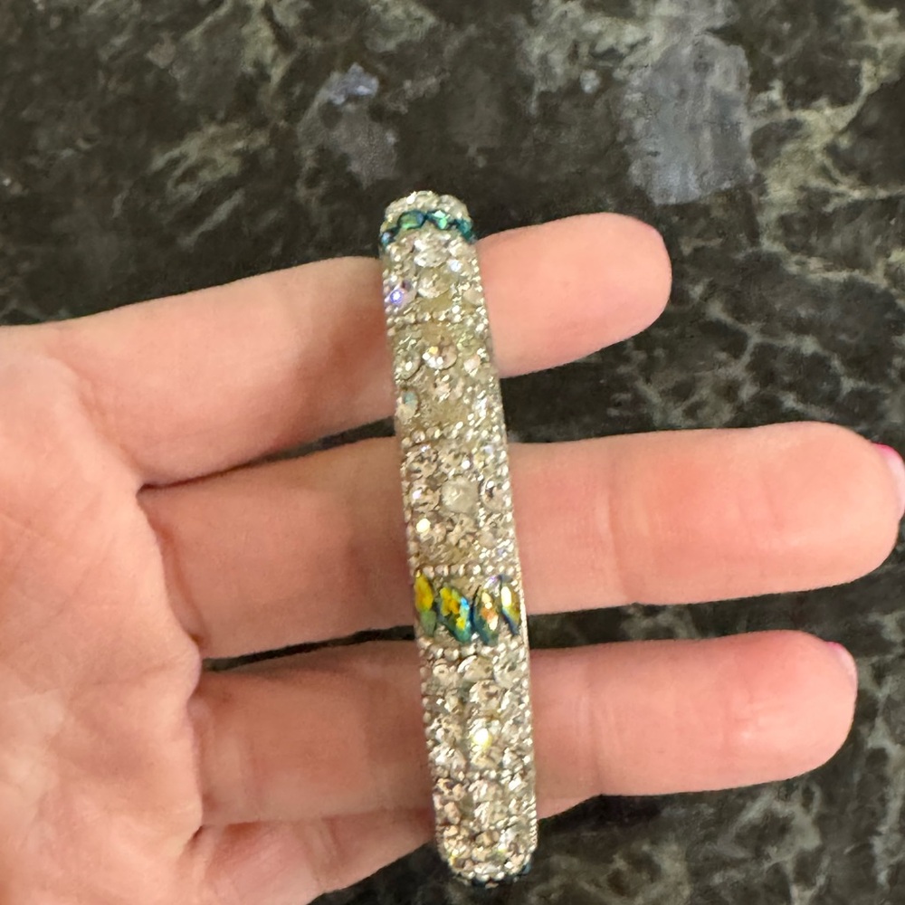 Elegant Silver and Green Crystal Bracelet
